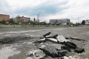 Hier in der Chamer Städtler Allmend entsteht das Projekt Helix, wohin die Amag 2019 ihren Konzernsitz verlegen wird. (Bild: Stefan Kaiser (4.AABB22April 2017))