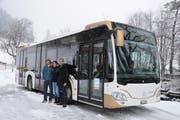 «Dominique Gisin» heisst der nigelnagelneue Bus auf der Linie 4 in Engelberg. (Bild: PD)