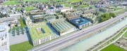 Die Werkmatt Uri im Eyschachen, Altdorf, wie sie dereinst aussehen könnte. (Bild: Visualisierung: PD Raumgleiter GmbH)