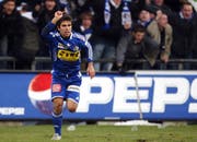 João Paiva jubelt nach seinem zweiten Treffer beim 5:1-Sieg gegen Basel. (Bild Philipp Schmidli / Neue LZ)