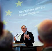 EU-Chefunterhändler Michel Barnier bei einem Vortrag in Berlin. (Bild: Felipe Trueba/EPA (29. November 2017))