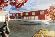 So soll die neue Dreifachturnhalle Wolfsmatt dereinst aussehen. (Bild: Visualisierung: PD)