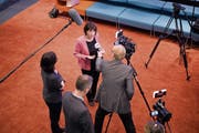 Ein politisches Ausnahmetalent: Bundesrätin Doris Leuthard nimmt im Medienzentrum des Bundeshauses Stellung zu «No Billag». (Bild: Anthony Anex/Keystone (Bern, 4. März 2018))