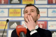 Alex Frei während der Pressekonferenz am Samstag im Anschluss an das Spiel gegen den FC Basel. (Bild: Keystone / Urs Flüeler)