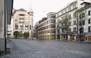 Der geplante Neubau an der Kapellgasse 4 (Bildmitte) soll sich harmonisch in die Häuserreihen am Kapellplatz einfügen. (Bild: Visualisierung Newport)