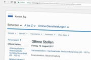 Stellenangebote auf www.zg.ch (Bild: Screenshot: luzernerzeitung.ch)
