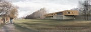 So soll das Ruderzentrum am Rotsee dereinst aussehen. (Bild: pd / Visualisierung)