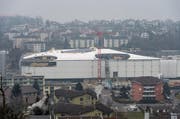Blick auf die Baustelle der Mall of Switzerland in Ebikon. (Bild: Roger Grütter)