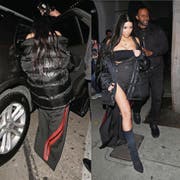 Kim Kardashian (links) trägt ein Kleid, das der Zuger Künstler Ramon Hungerbühler (rechts) gemeinsam mit einer Zürcher Designerin entworfen hat. (Bilder: PD)