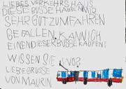 Maurins Brief an das Verkehrshaus. Bild: PD