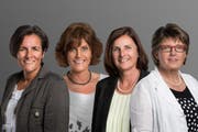 Die CVP-Frauen Irène May-Betschart, Marianne Betschart-Kaelin, Bernadette Deuber-Steiner und Margret Kessler-Schuler (von links) wollen in den Nationalrat. (Bild: PD)