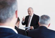 Bundesrat Johann Schneider-Ammann (65) bei seiner Ansprache gestern in Zug. (Bild: Werner Schelbert (17. August 2017))