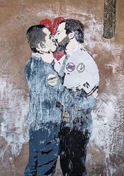Ein Herz und eine Seele: Luigi di Maio (links) und Matteo Salvini auf einem Bild an einer Wand in Rom. (Bild: Massimo Percossi/EPA (Rom, 23. März 2018))