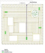 Beim Pavillon soll ein Stahlträger (blau) eingebaut werden. (Bild: PD)