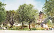 So wird der Doppelkindergarten im Hasenberg in Steinhausen dereinst aussehen. (Bild: Visualisierung Gemeinde Steinhausen)