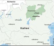 Kartenansicht der Region Trentino im Nordosten von Italien. (Bild: Grafik: mlu)