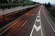 Die A2 bei Hergiswil in Richtung Luzern. (Bild: Roger Grütter)