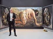 Mit grossformatigen Werken wie «Earth» transportiert Rolf Ohst eine starke Botschaft. Der Künstler stellt aktuell in der Galerie Urs Reichlin in Zug aus. (Bild: Andreas Faessler (22. Februar 2018))