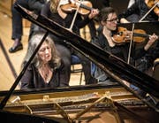 Die Starpianistin Martha Argerich gestern im Konzertsaal des KKL. Bild: Manuela Jans-Koch (Luzern, 20. Oktober 2016)