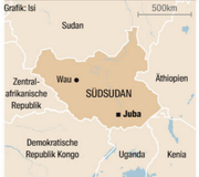 Eine Übersichtskarte vom Südsudan.