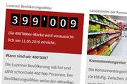 399'009: So viele Einwohner im Kanton zählte die Statistik Luzern am 16. Februar. (Bild: Screenshot luzernerzeitung.ch)