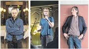 Hatten mit Poetry Slam Erfolg, distanzierten sich dann aber davon (von links): Lyriker Jürg Halter, Satirikerin Hazel Brugger, Schriftsteller Pedro Lenz. (Bilder: Benjamin Manser, Keystone)
