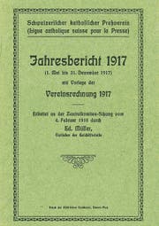 Das Titelblatt vom ersten Jahresbericht des «Schweizerischen katholischen Pressevereins» von 1917.