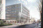 Der Neubau der Höheren Fachschule Gesundheit Zentralschweiz neben dem Kantonsspital Luzern. Spatenstich ist am 26. September (Bild: Visualisierung Metron Architektur AG)