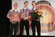 Die Sieger der Sparte Ländlermusik aus Kerns (von links): Thomas Windlin, Martin Ettlin und Adrian Waser als Echo vom Arvi. (Bild: Monika Barth / Neue OZ)