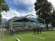 Die Aufbauarbeiten auf dem Landenberg laufen. (Bild: PD)