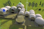Wo die Einwohner heute in Jurten und Holzhäusern wohnen, werden für sie bis 2030 moderne Siedlungen errichtet - konzipiert von Architekt Marco Wey. (Bild: Visualisierung PD)