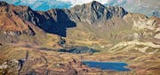 Die Melchsee-Frutt mit Tannensee (vorne) und Melchsee. (Bild: Philipp Schmidli (2. Oktober 2014))