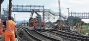 Die Baustelle des Bahntunnels Rastatt: Sieben Wochen lang war die Rheintalstrecke gesperrt. (Bild: Uli Deck/Keystone (Rastatt, 23. August 2017))
