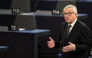 epa06499754 Jean-Claude Juncker, the President of the European Commission, delivers his speech at the European Parliament in Strasbourg, France, 06 February 2018. The European Union's parliament met on 06 February for a debate on the future of the EU. EPA/PATRICK SEEGER (Bild: Patrick Seeger / EPA / Keystone (Strassburg, 6. Februar 2018))