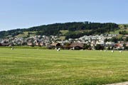 Blick auf Wauwil (rechts) und Egolzwil – zwei Gemeinden am Fusse des Santenbergs. Die Pfarrkirche Herz Jesu steht in der Mitte der beiden Dörfer. (Bild Nadia Schärli)