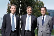 Thomas Aeschi (links) muss sich alleine auf seine SVP verlassen. Die Parteien von Gerhard Pfister ( Mitte, CVP) und Bruno Pezzatti ( FDP) spannen zusammen. (Bild: Stefan Kaiser / Neue ZZ)