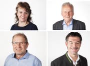 Die Finalisten der Wahl «Rüüdige Lozärner» 2017 von Radio Pilatus (von oben links im Uhrzeigersinn): Erika Burkard, Max Plüss, Pädi Widmer und Walti Stadelmann. (Bild: Radio Pilatus)