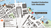 Die möglichen Standorte der Salle Modulable.