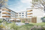 Visualisierung: So soll das sanierte Pflegezentrum Luegeten in Menzingen dereinst aussehen. (Bild: PD)