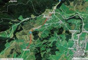Rot eingezeichnet: Die Hauptstrasse H8 zwischen der Dritten Altmatt und Biberbrugg, die ausgebaut werden soll. (Karte mapsearch.ch)
