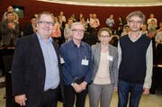 Sie wurden als neue Mitglieder an der Synode vereidigt (von links): Urs Ebnöther (Rothenburg), Emil Banz (Luzern), Susan Schärli (Beromünster) und Lukas Briellmann (Root). (Bild PD)