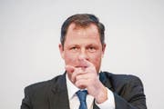 Schindler-CEO Thomas Oetterli an der gestrigen Jahresbilanzmedienkonferenz in Zürich. (Bild: Ennio Leanza (16. Februar 2018))