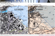 Das Stadtzentrum auf der Siegfriedkarte von 1880 und heute (Bild: Screenshot Geoportal Kanton Luzern)