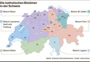 Diese Grafik zeigt die katholischen Bistümer in der Schweiz.