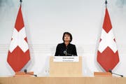 Doris Leuthard hat den Ton gegenüber Brüssel merklich verschärft. (Bild: Peter Klaunzer/Keystone)