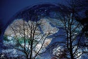 Der illuminierte Riesenglobus beim Veranstaltungsort der Klimakonferenz in Bonn. (Bild: Philipp Guelland/EPA (7. November 2017))