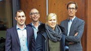 Die Ruch Metallbau AG bleibt auch für die kommenden Jahre mehrheitlich in der Hand der Familie Ruch: (v. l.) Matthias Ruch, Andreas Ruch, Martina Ruch, Stephan Baumann. (Bild: PD)