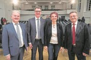 Joe Christen, Niklaus Reinhard, Michèle Blöchliger und Conrad Wagner wollen neu in den Regierungsrat. (Bild: Urs Flüeler/Keystone)