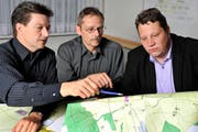 Die Gemeindepräsidenten (v.l.) Christian Merz (Pfeffikon), Martin Schlegel (Neudorf) und Charly Freitag (Beromünster). Aus der geplanten Fusion wird nun wohl nichts. (Bild: Nadia Schärli/Neue LZ)