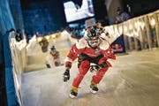 Kilian Braun bei einem «Red Bull Crashed Ice»-Weltmeisterschaftslauf in Kanada. (Bild: Sebastian Marko (Quebec, 28. November 2015))